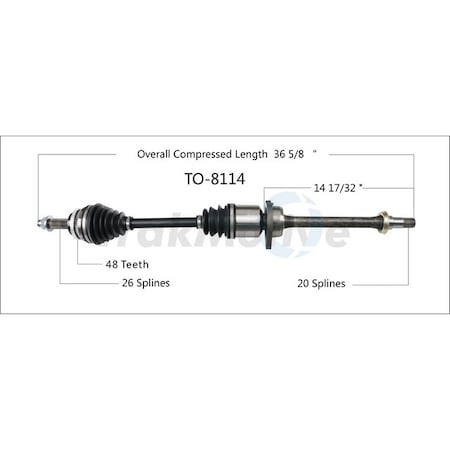 Surtrack Axle Cv Axle Shaft, To-8114 TO-8114